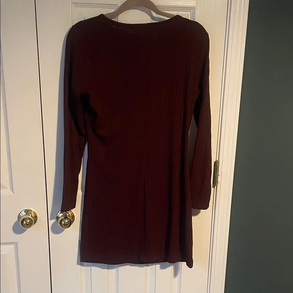 LOFT Rich Burgundy Long Sleeve Dress - Picture 3 of 4